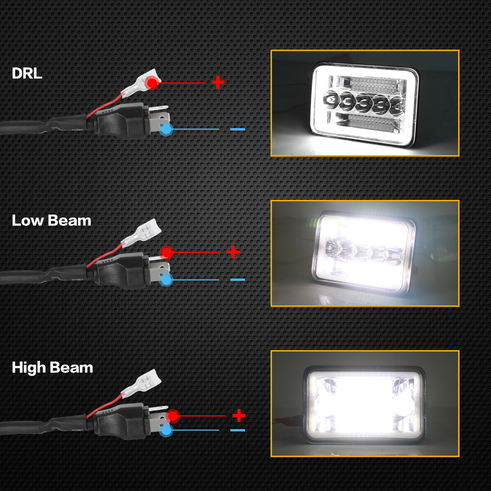 2PCS 4×6“ LED Work Lights Driving Fog Headlights DRL For Car SUV Truck Tractor