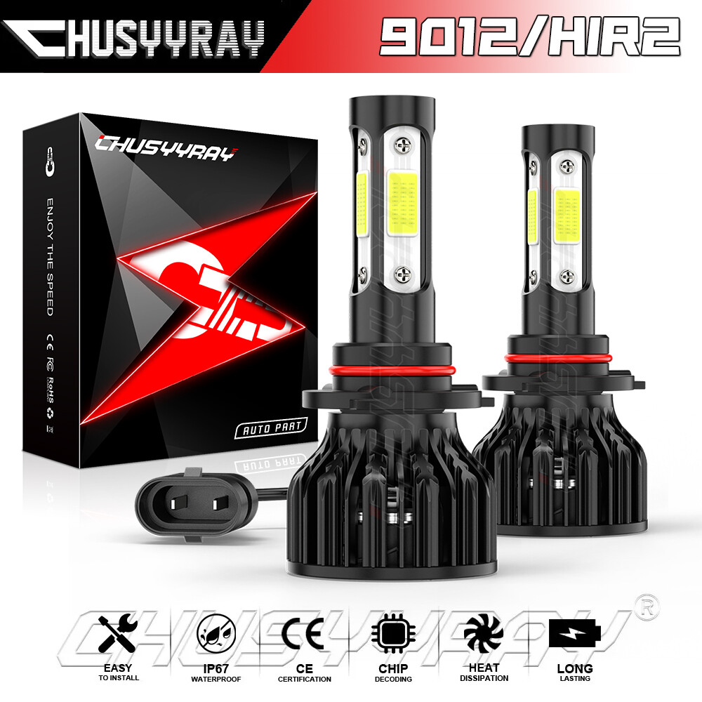 4-side 9012 HIR2 LED Bulbs High Low Beam Headlight 100W 6000K White Super Bright
