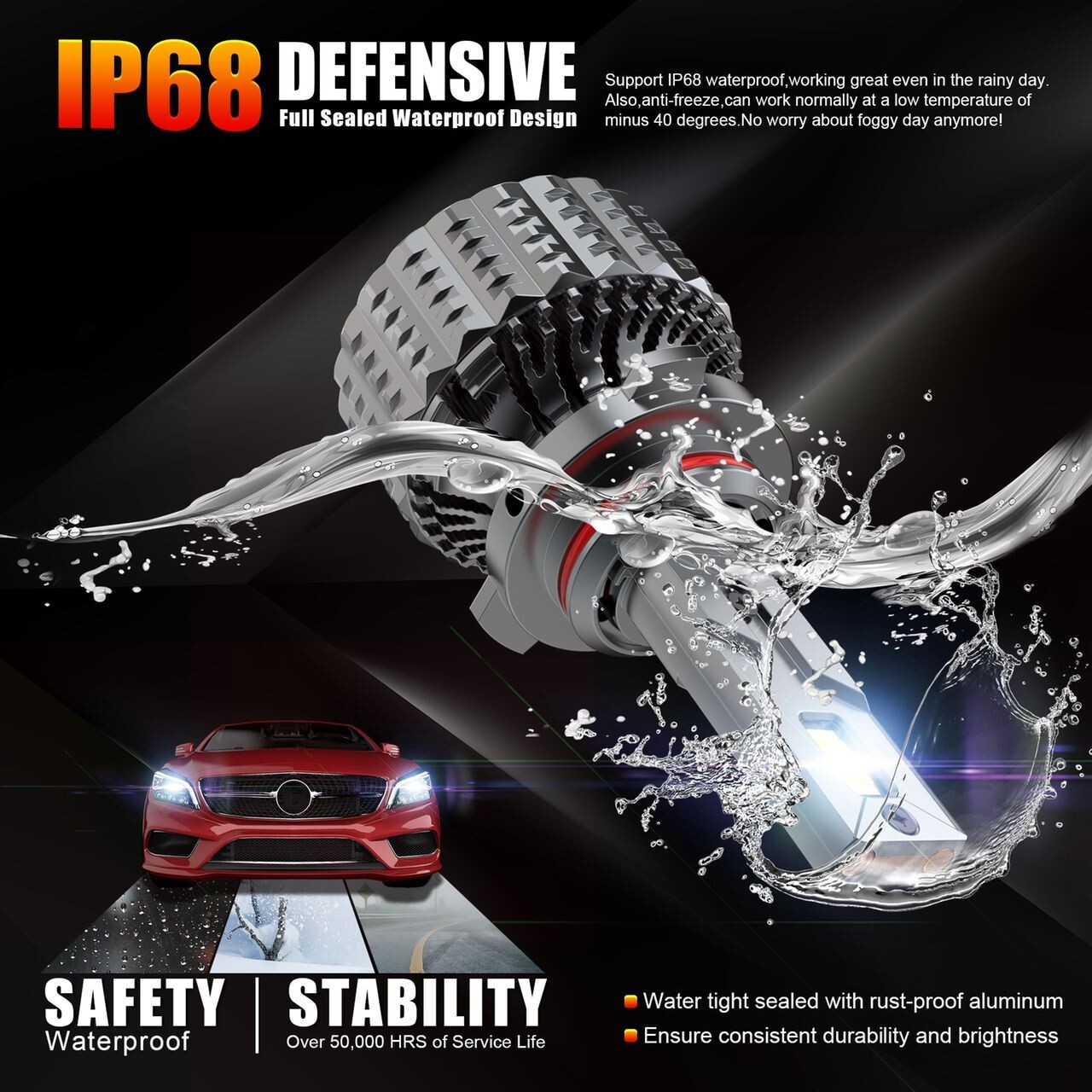 ALAYA H11 LED Low Beam/Fog Light Bulb White Super Bright 6000K 30000LM 120W Set