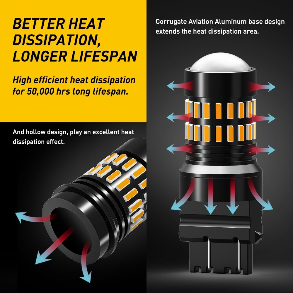 Error Free 3157 LED Front Turn Parking Signal DRL Amber Yellow Light Bulbs Kit
