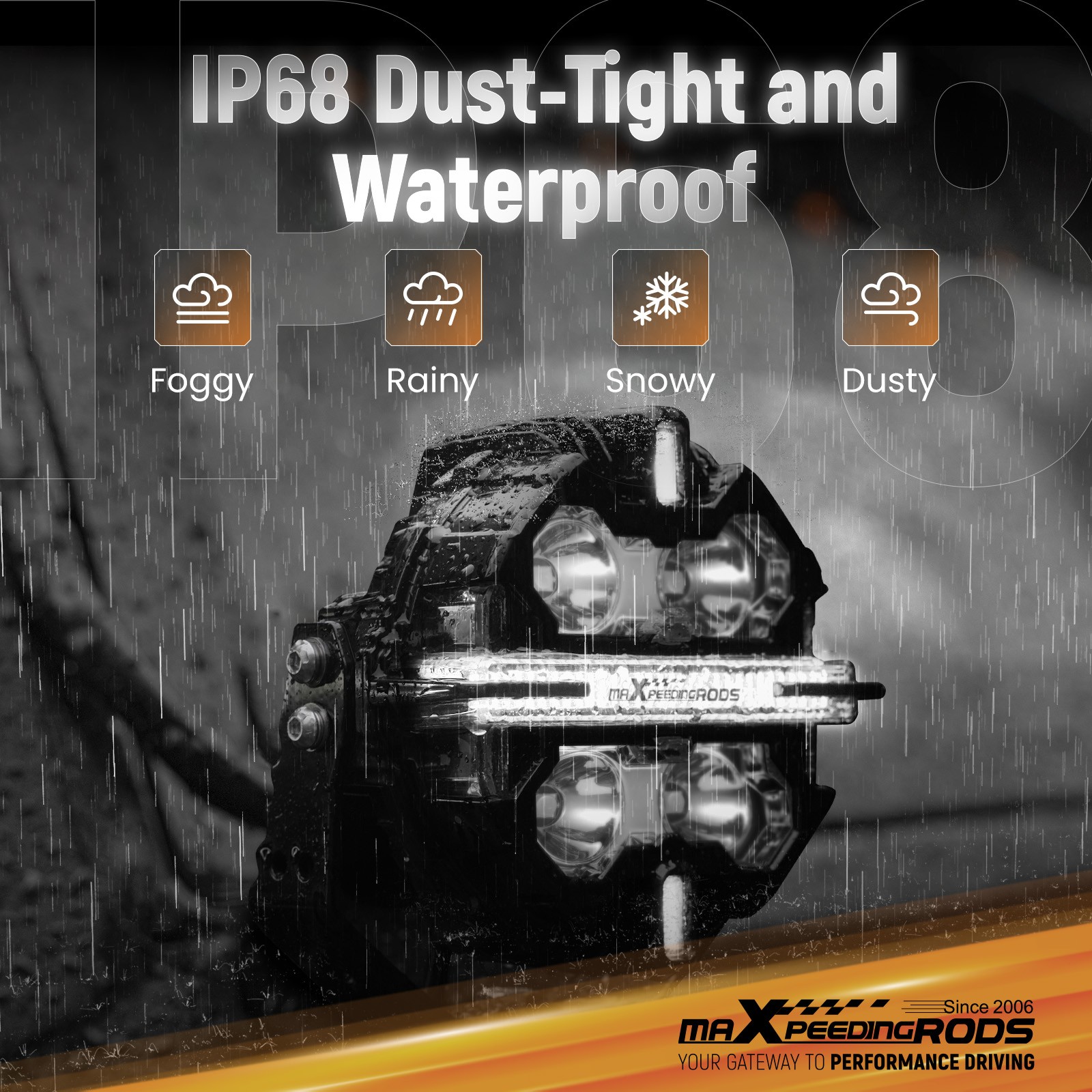 maXpeedingrods 3.5 Inch Round 160W LED Off Road Lights + Amber Flood Light Cover