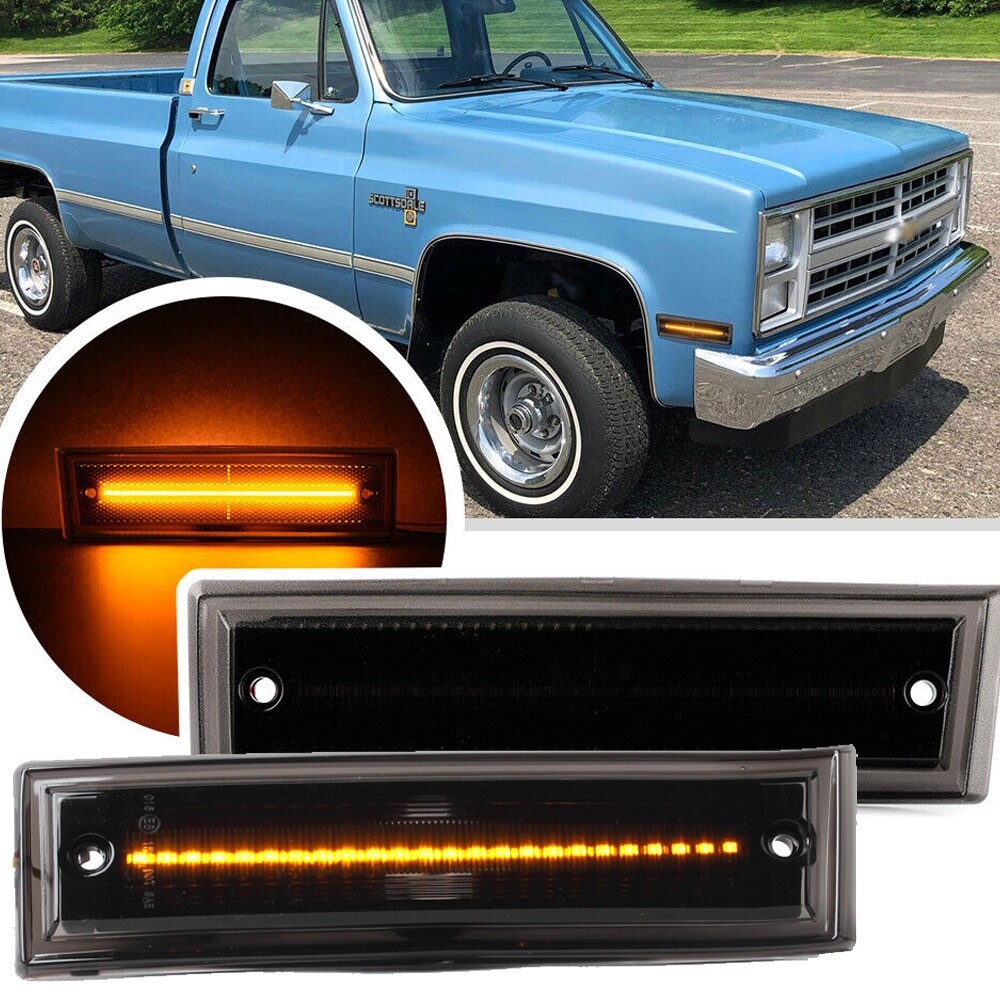 Smoke Lens Amber LED Side Marker Light for 1981-1991 Chevy GMC C/K R/V Truck SUV