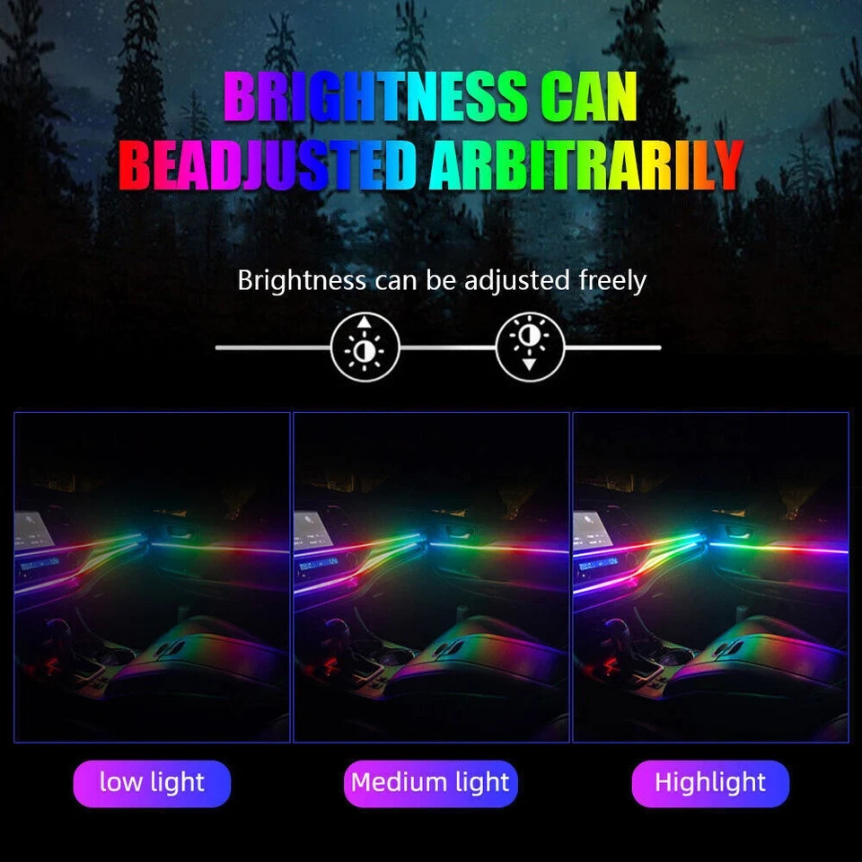 LED Car Interior Strip Light Atmosphere APP-Control Ambient Light 22 IN 1 Kit US