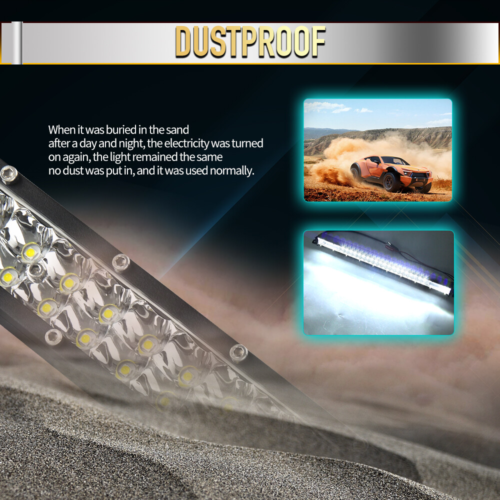 7″14″20″26″32″ Dual Row LED Light Bar DRL Spot Flood for UTV ATV Truck UTE Boat