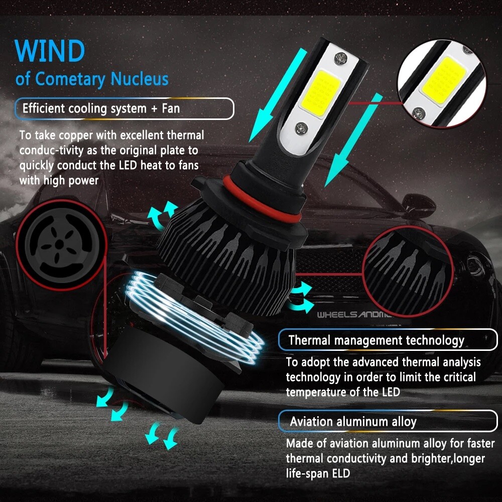 9005 H11 For GMC Terrain 2010-2015 6x LED Headlight Fog Light Combo 8000K HB3 H9
