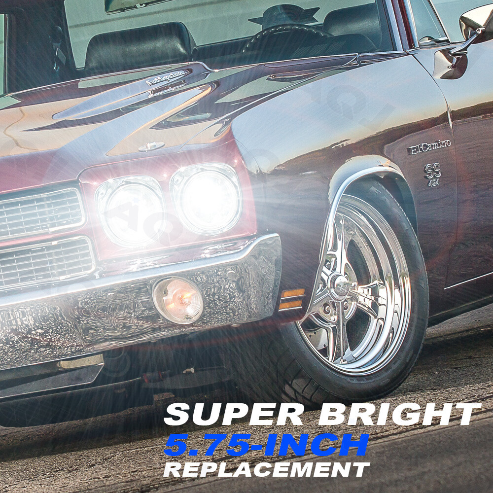 4Pcs 5-3/4″ 5.75″ LED Headlights Hi/Lo Beam For Corvette Chevelle