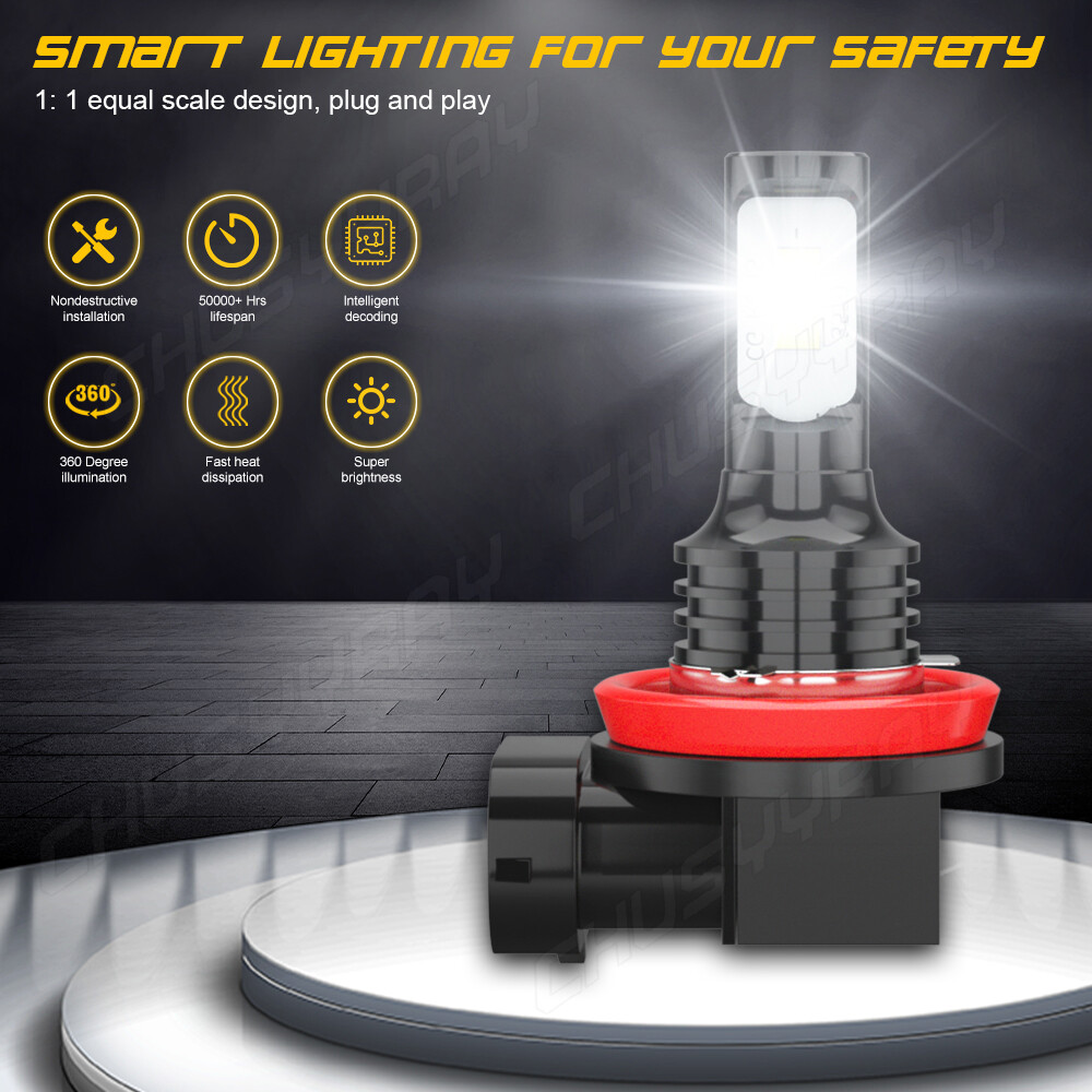 For Chevy Silverado 1500 2500 2007-2015 9005 H11 LED Headlight Hi/Low Beam Bulbs