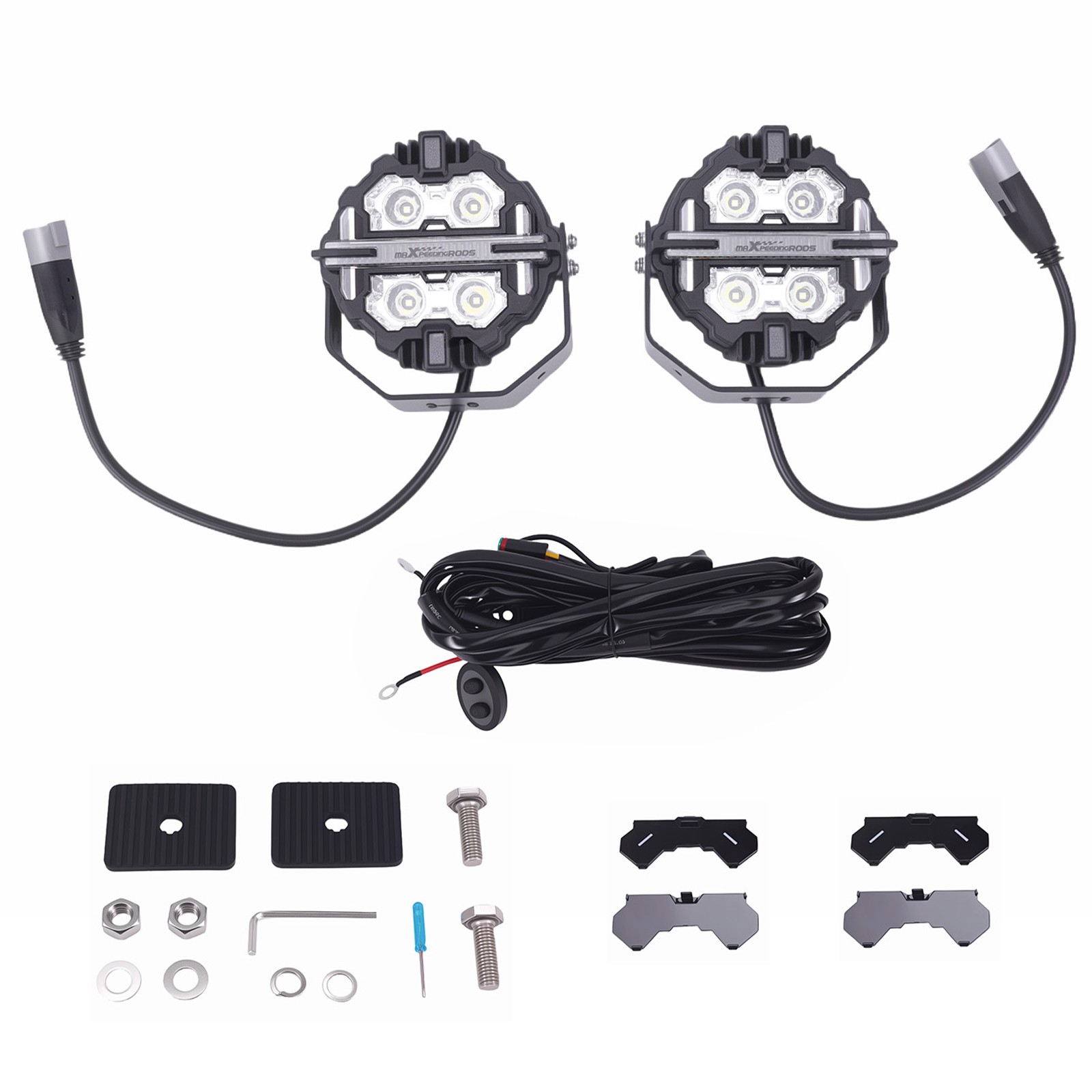 3.5″ LED Pod Lights 160W Spot Beam Side Shooter Driving Light White+Amber DRL