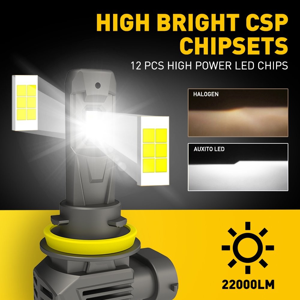 H11 LED Headlight Super Bright Bulbs 6500K White 22000LM HI/LO Beam CANbus 2/4X