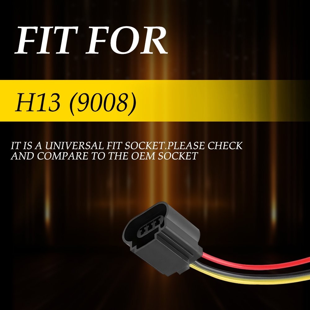 2X Harness Head Light Bulb Plug Repair Pigtail Socket Wire For Female P 9008 H13