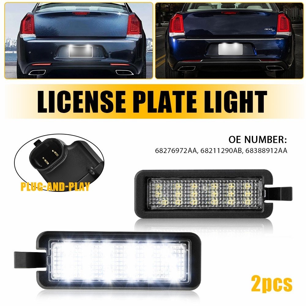 2X 18-SMD LED License Plate Light For Chrysler 300 2015-2022 Voyager 2020-2022