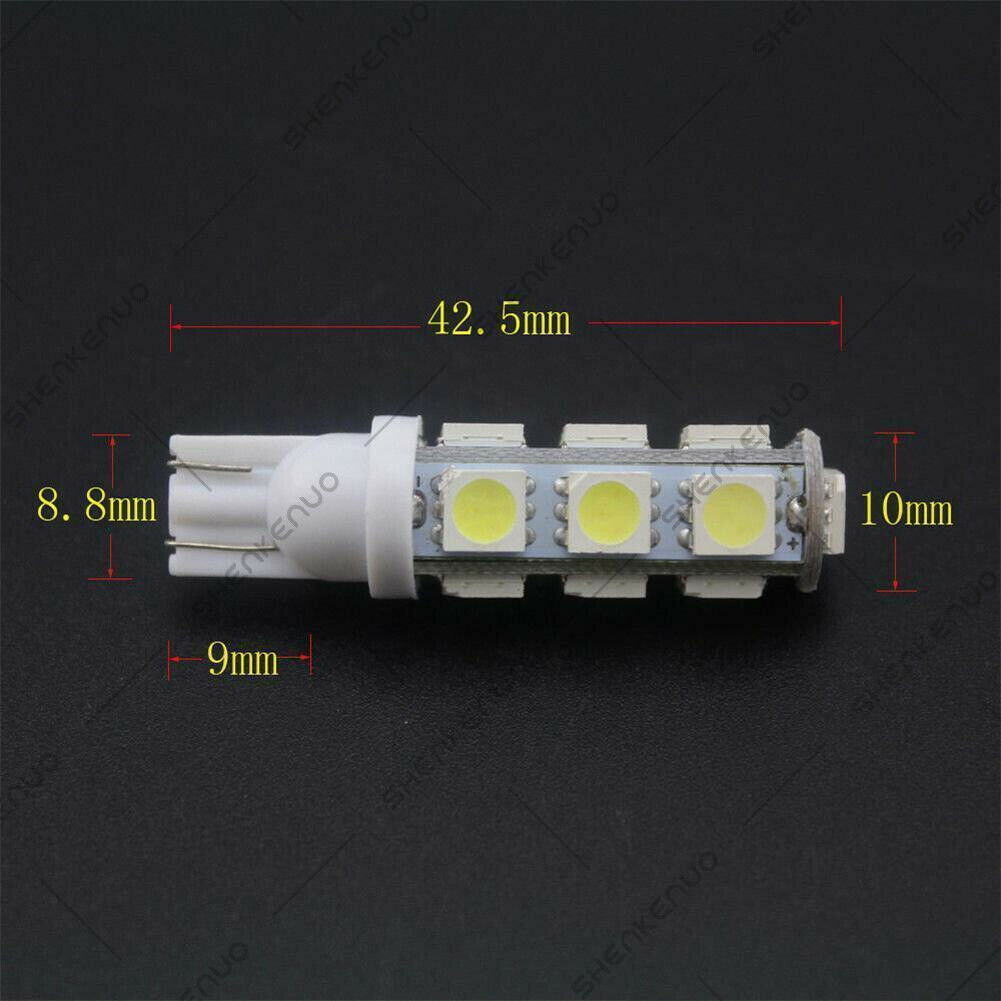 10PCS LED Landscape Light 13Led/smd Per Bulb 194 T10 T5 Wedge Base 12v Dc 1407ww