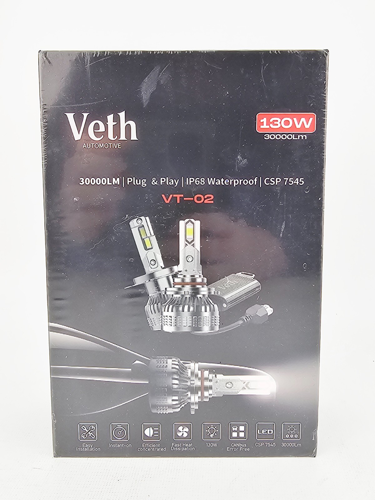 Veth Automotive 30000LM VT 02 Plug Play IP68 Waterproof CSP 7545 Headlight Bulb
