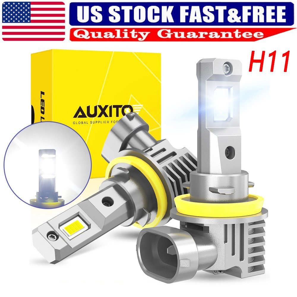 Error Free H11 H9 H8 LED Headlight 6500K White High Low Beam Bulbs CANBUS AUXITO