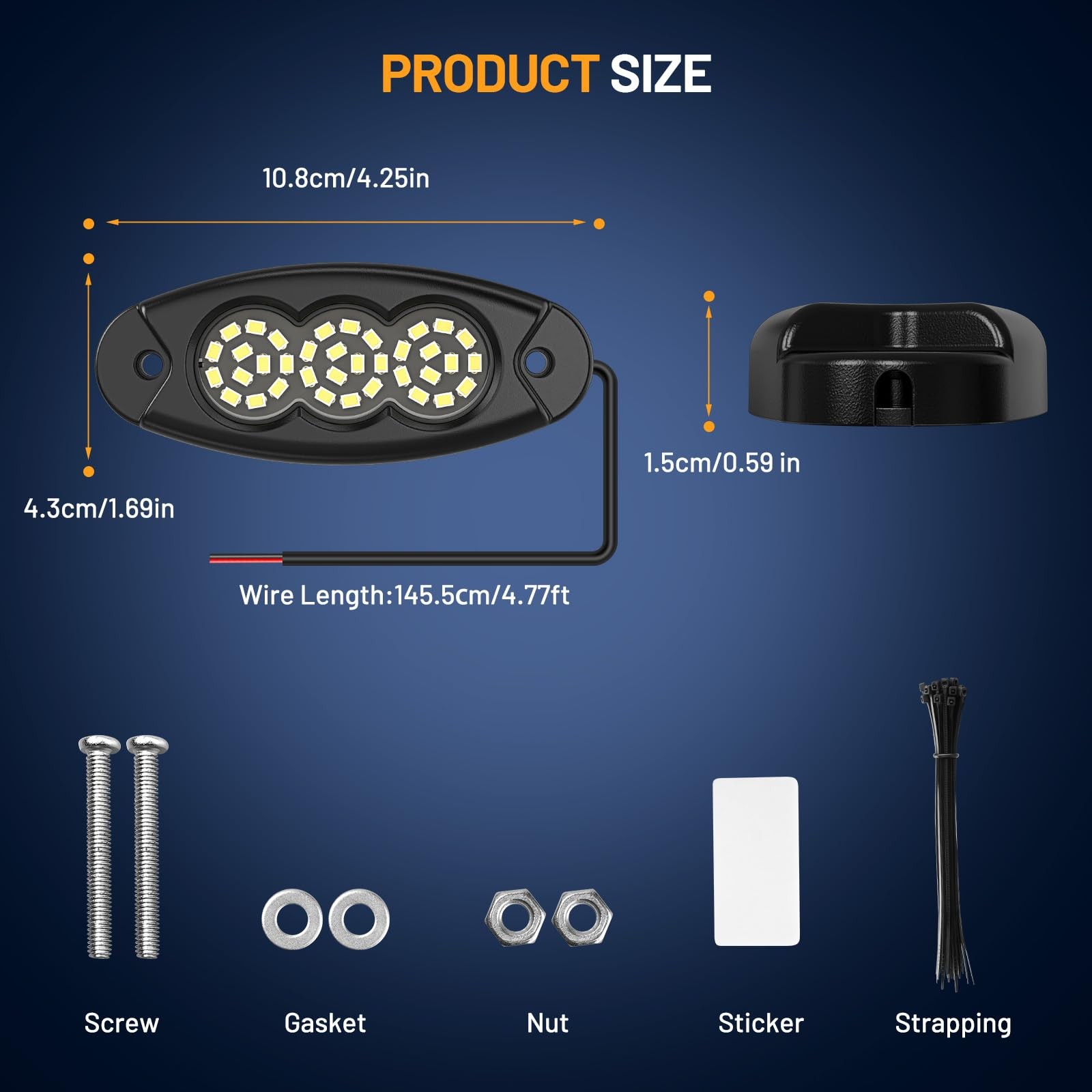 20 Pods White Rock Lights, 36 LEDs 6500K Ultra Bright IP68 Waterproof Underbo…