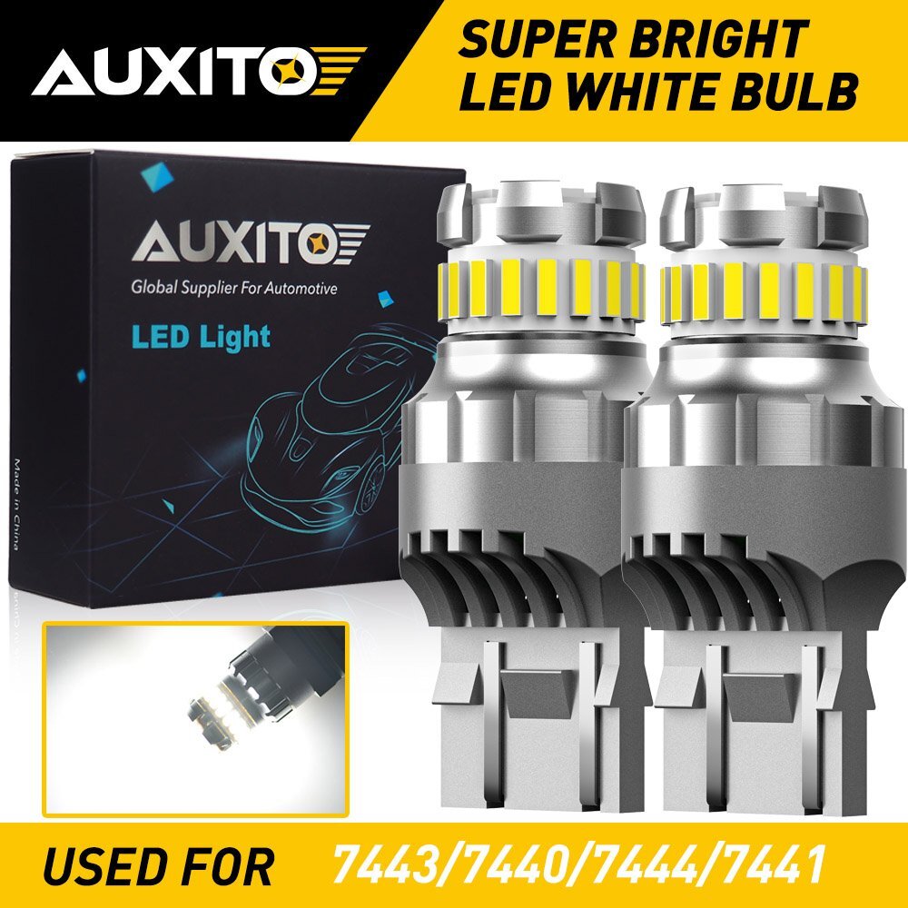 2X 7443 7440 LED White Turn signal Parking DRL High Power Light Bulbs 6500K EXF
