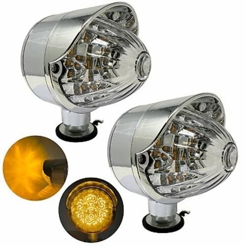 2Pcs Amber 18 LED Single Faced Watermelon Pedestal Lights Chrome Single Stud