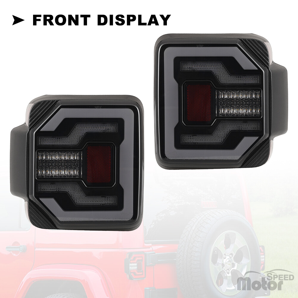 For 2018+ Jeep Wrangler JL & JLU LED Sequential Tail Lights Black/Smoke Len PAIR