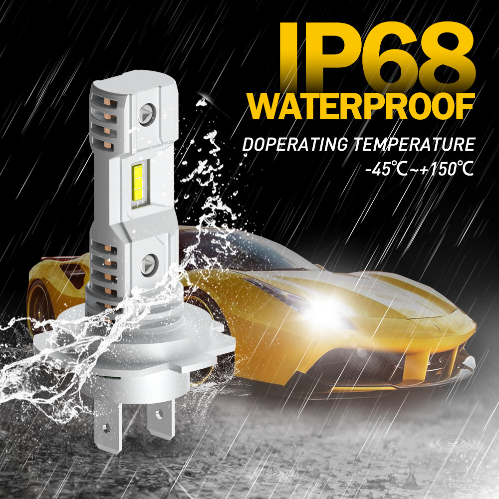 H7 LED Headlight Bulb Kit High or Low Beam 6500K Super White 16000LM FANLESS 2x