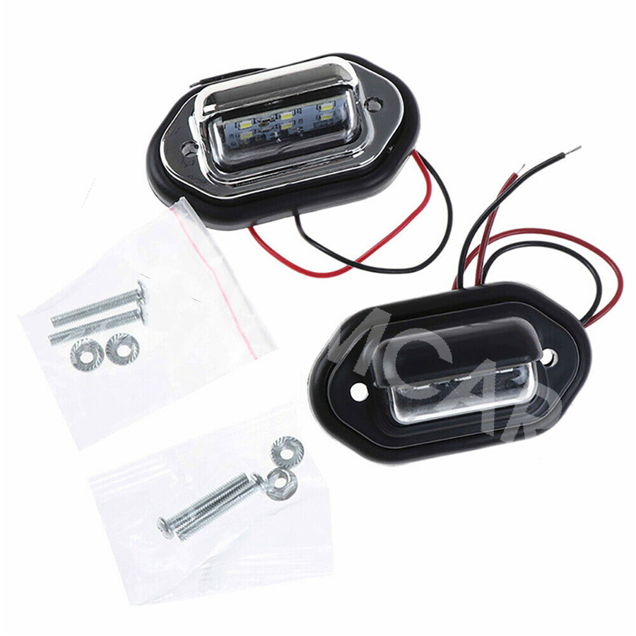 2 Pcs LED License Plate Lamp Tail Light For Car Boat Truck Waterproof 12-24V