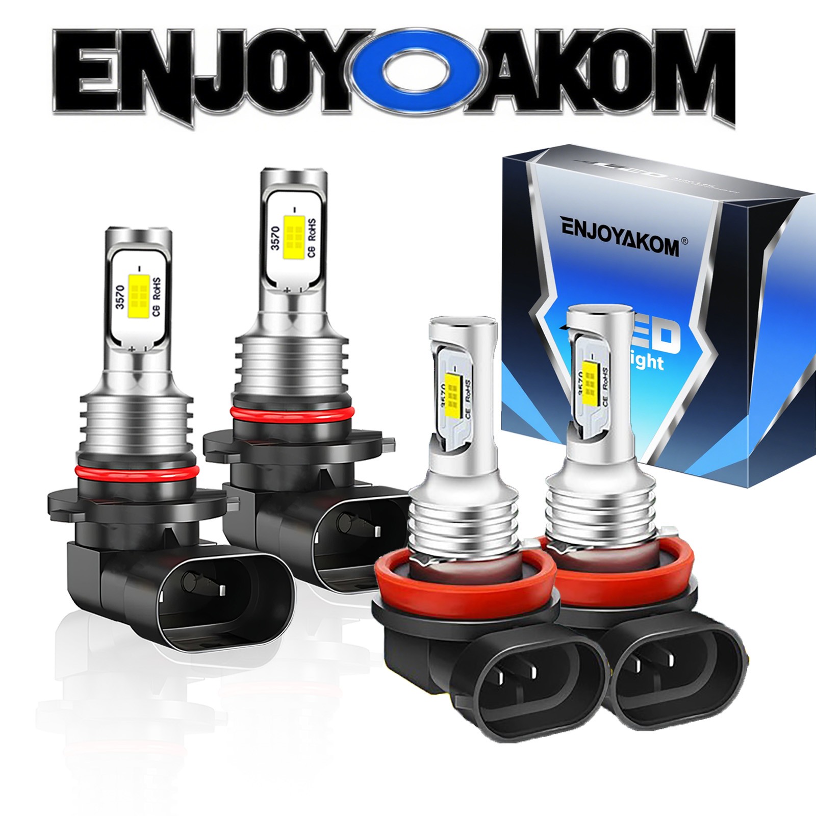 9005 H11 LED Headlight KIT Combo Bulbs 12000K High&Low Beam Super Bright White