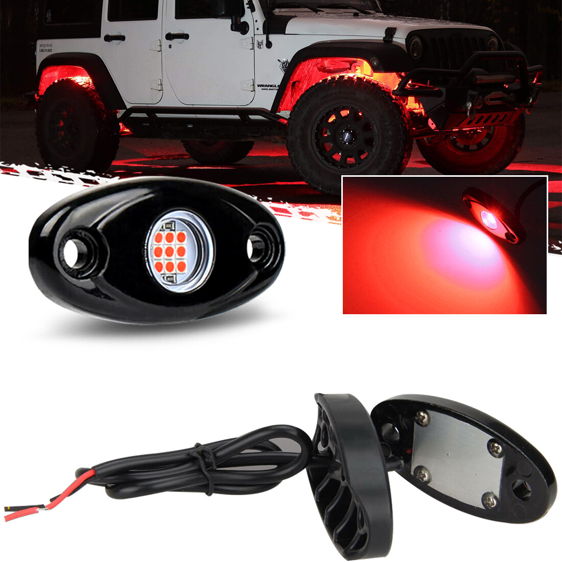 LED Rock Lights Underbody Light 9W For Jeep Offroad Truck ATV UTV 4X4 Car Boat