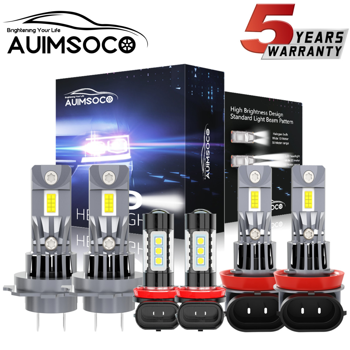 For Ford Fusion 2006-2018 White LED Headlights High Low Beam + Fog Lights Bulbs