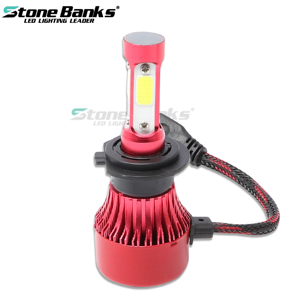 2x H7 LED 6000K Headlight Bulb 4-Sides High Low Beam Foglight Kit 180W 32000LM