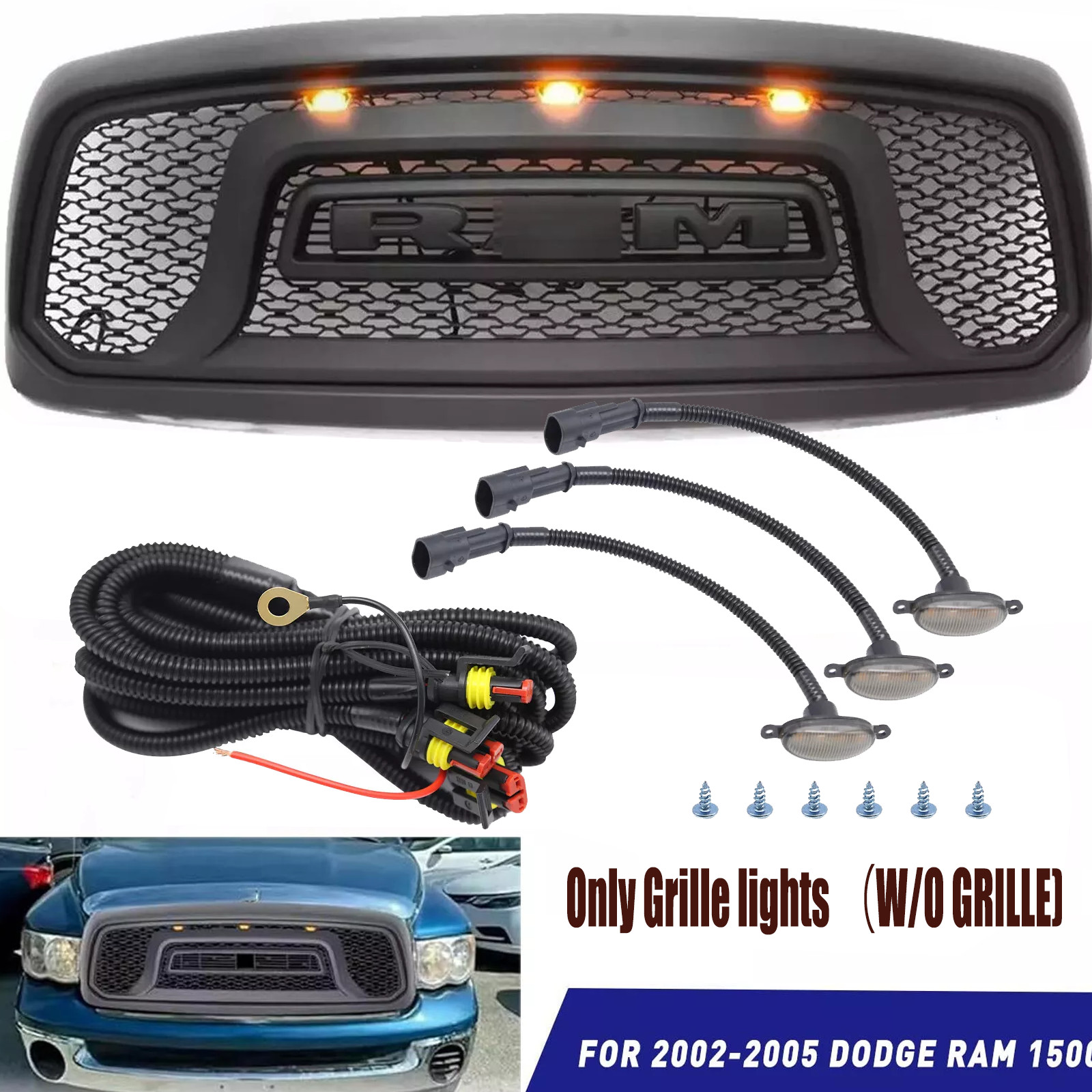 3x Front Grille Bumper Grill Hood LED Lights FIT Dodge RAM 1500 2500 3500