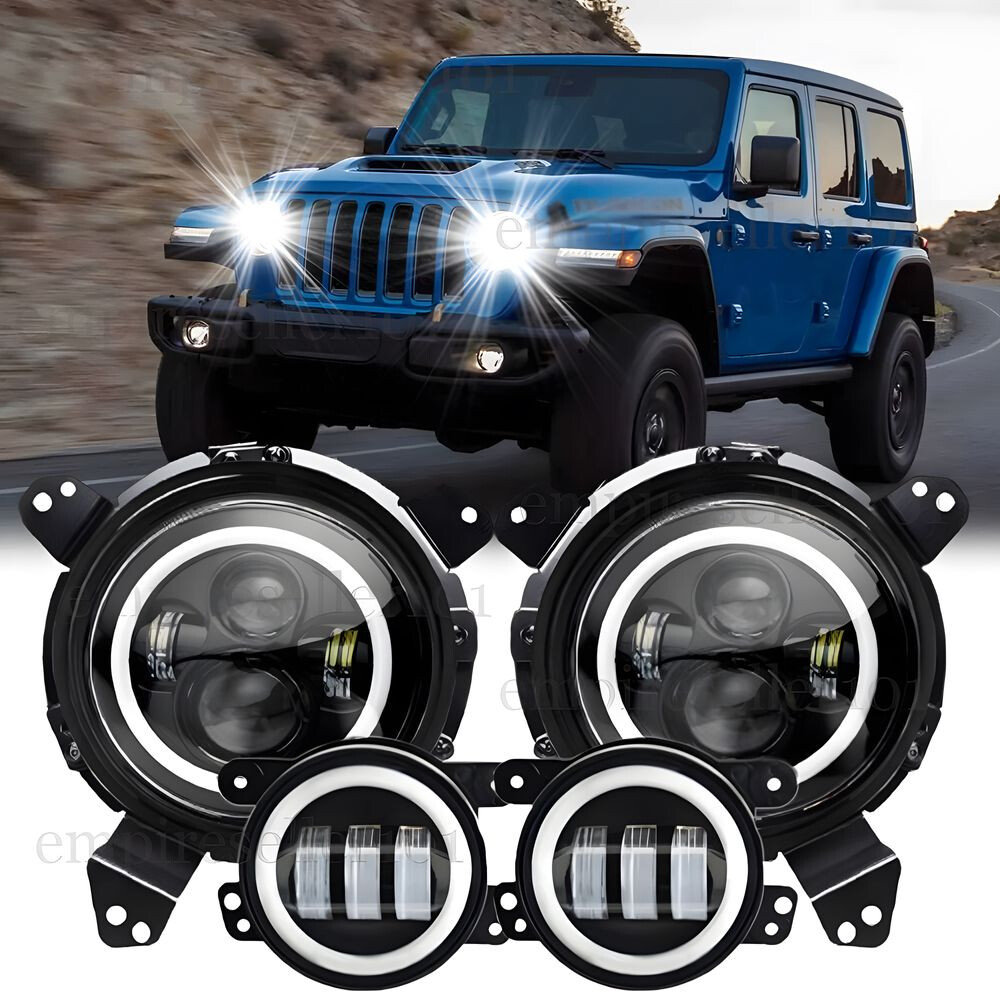 2018-2024 for Jeep Wrangler JL Gladiator Rubicon Led Headlight Fog Lamp Combo Ki