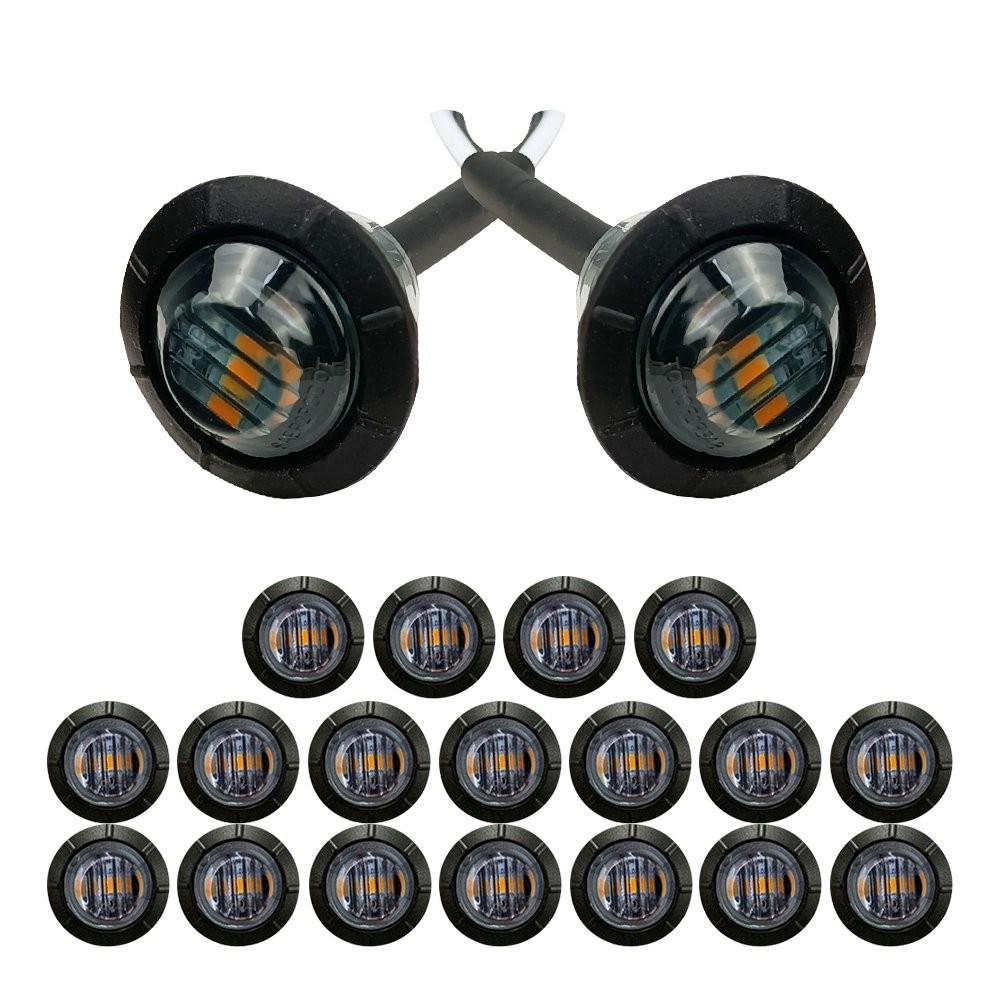 10/20X Smoke Round Amber LED Trailer Bullet Clearance Side Marker Light Plug&lay