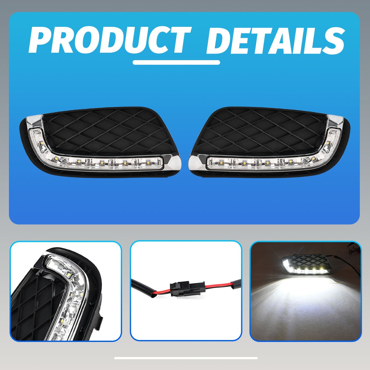 2x LED DRL Daytime Running Fog Light Lamp For Benz Smart Fortwo 2008-2011 USA