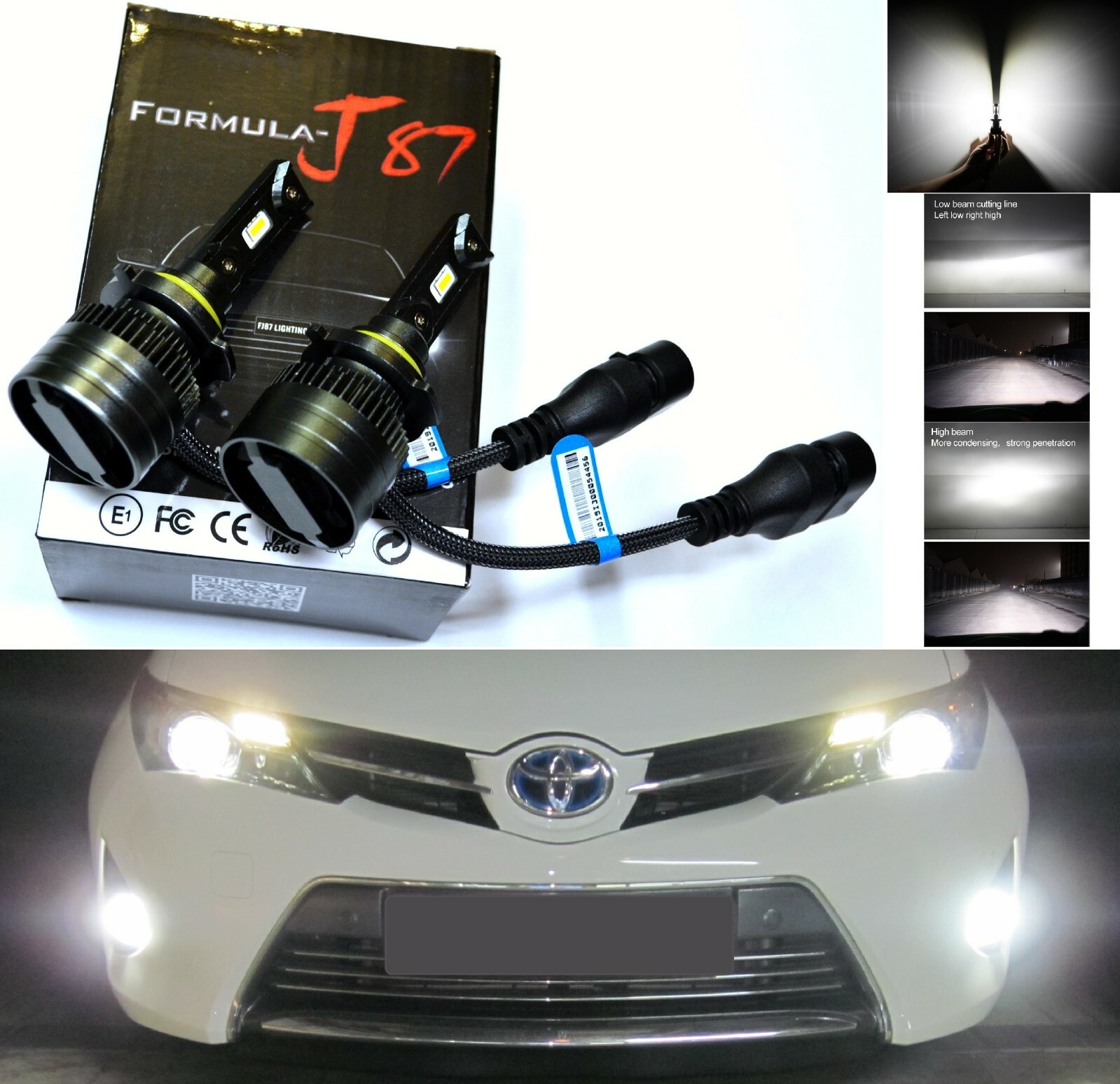 LED Kit G8 100W 9012 HIR2 4300K Stock Two Bulbs Head Light Low Beam Replacement