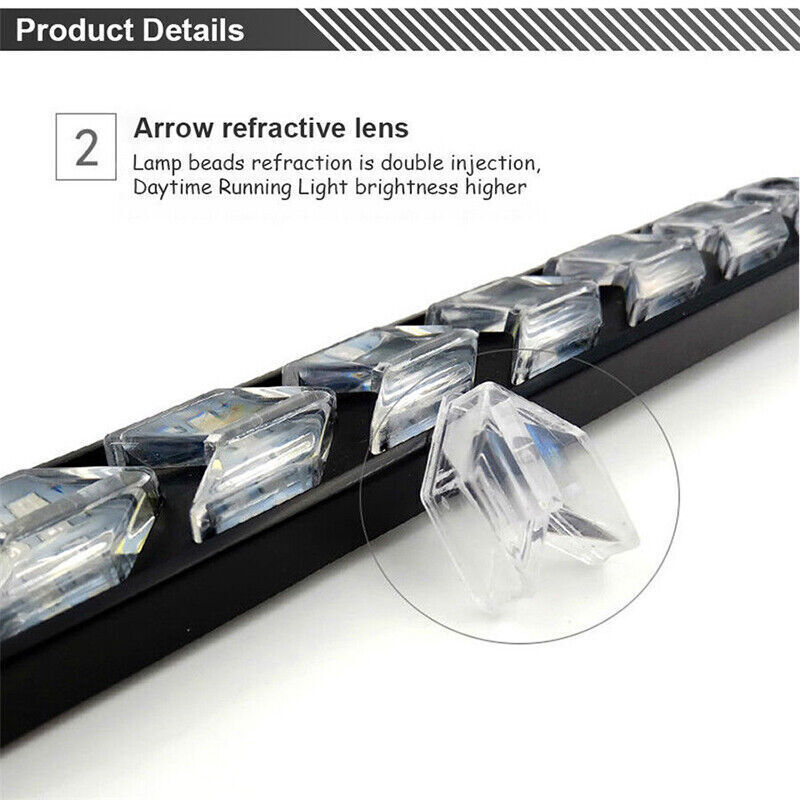 White Amber Flowing Strip DRL Arrow Flasher Dynamic Turn Signal Light 12 LED