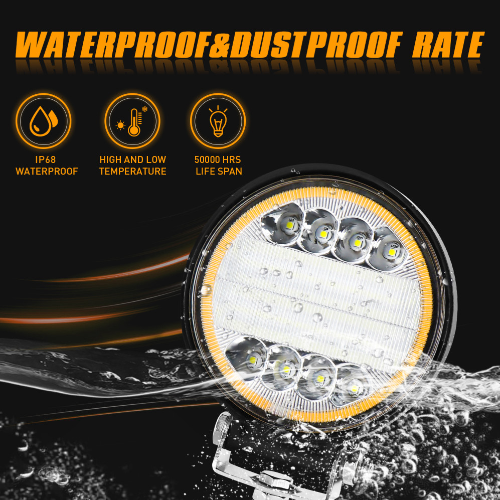 8x 5Inch 720W Round LED Work Light DRL Spot Flood Driving Fog Amber Lamp Offroad