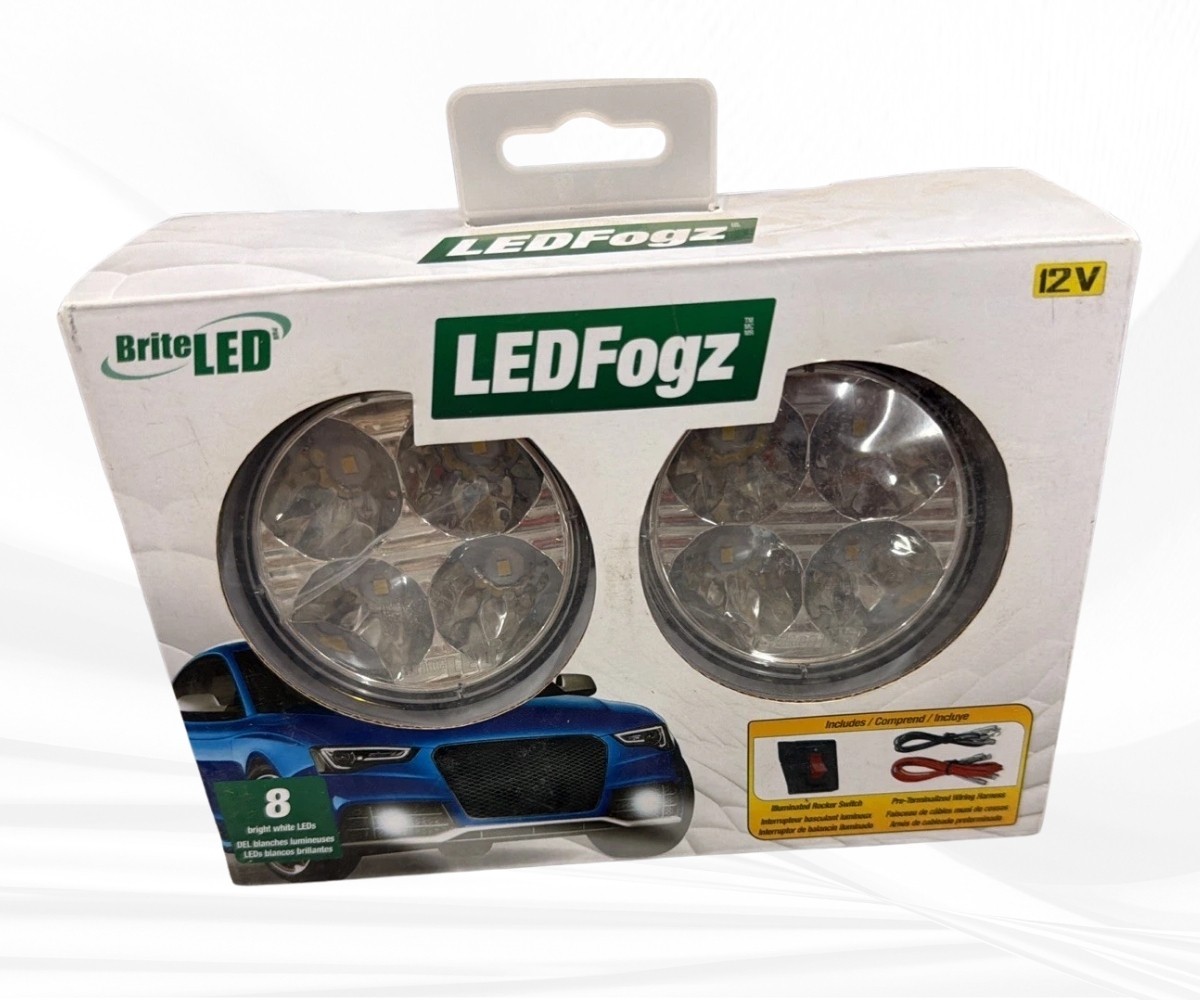 LEDFOGZ94 Brite LED LEDFogz+ 8 Round Bright White 12V 2 LED Light Kit Pair