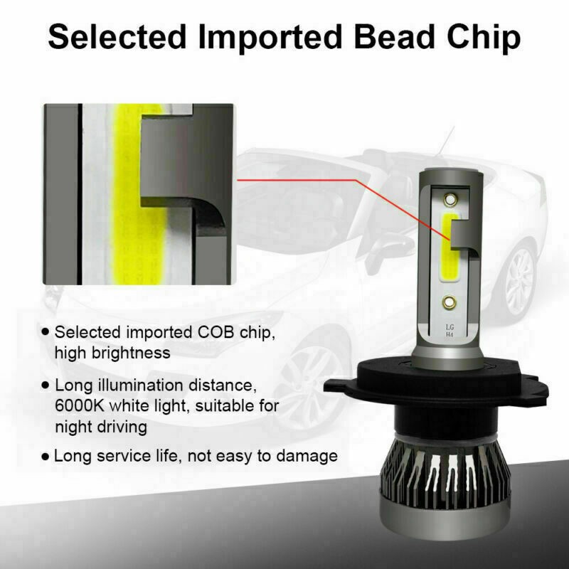 2X H4/HB2/9003 MINI1 LED Headlight 36W 8000LM COB Bulbs Kit Hi/Low Beam 6000K UE