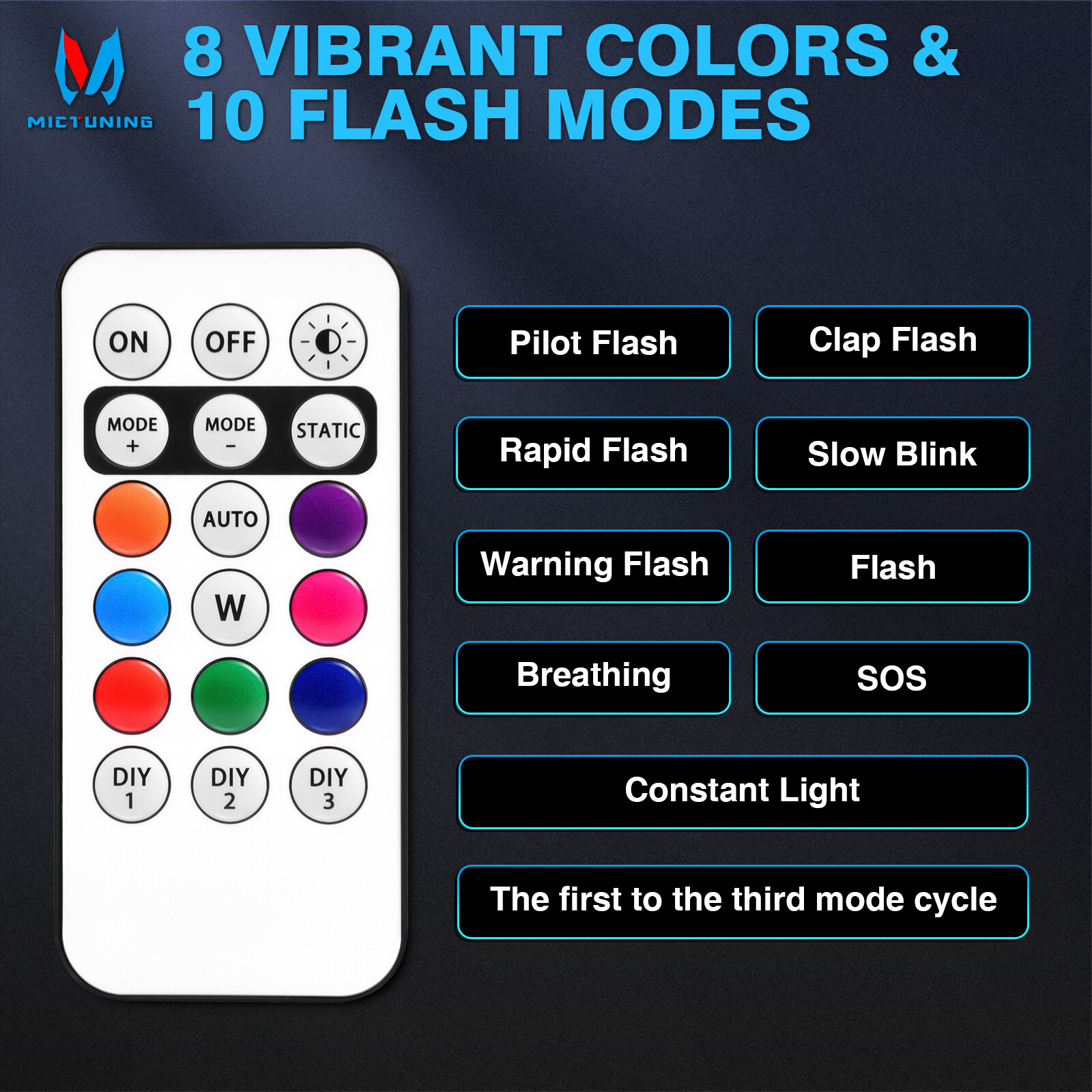 20PCS Wireless LED Strobe Lights 8 Colors USB Rechargeable Anti-Collision Lamps