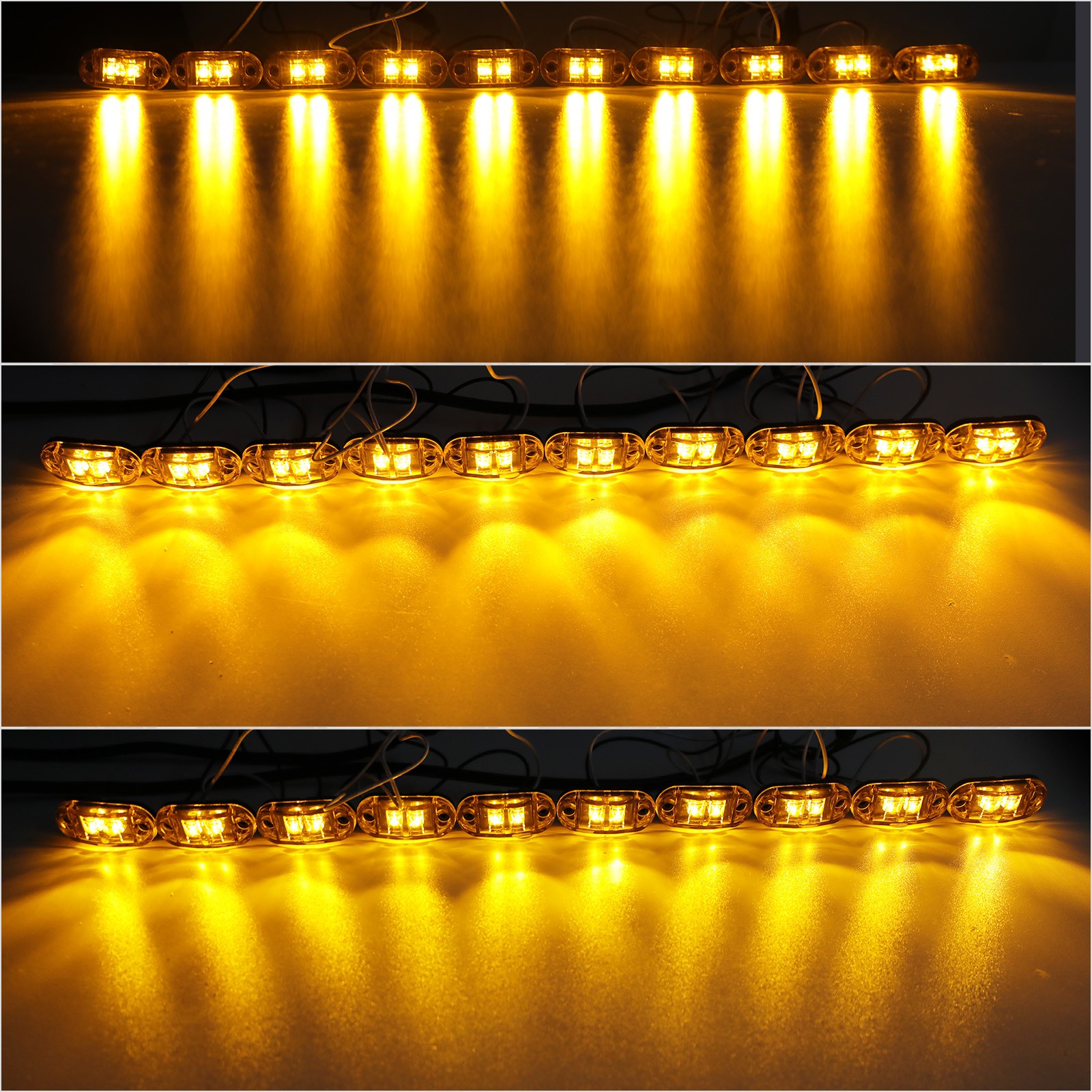 20Pcs LED Sealed Side Marker Clearance Lights Amber SAE DOT For Trailer Truck RV