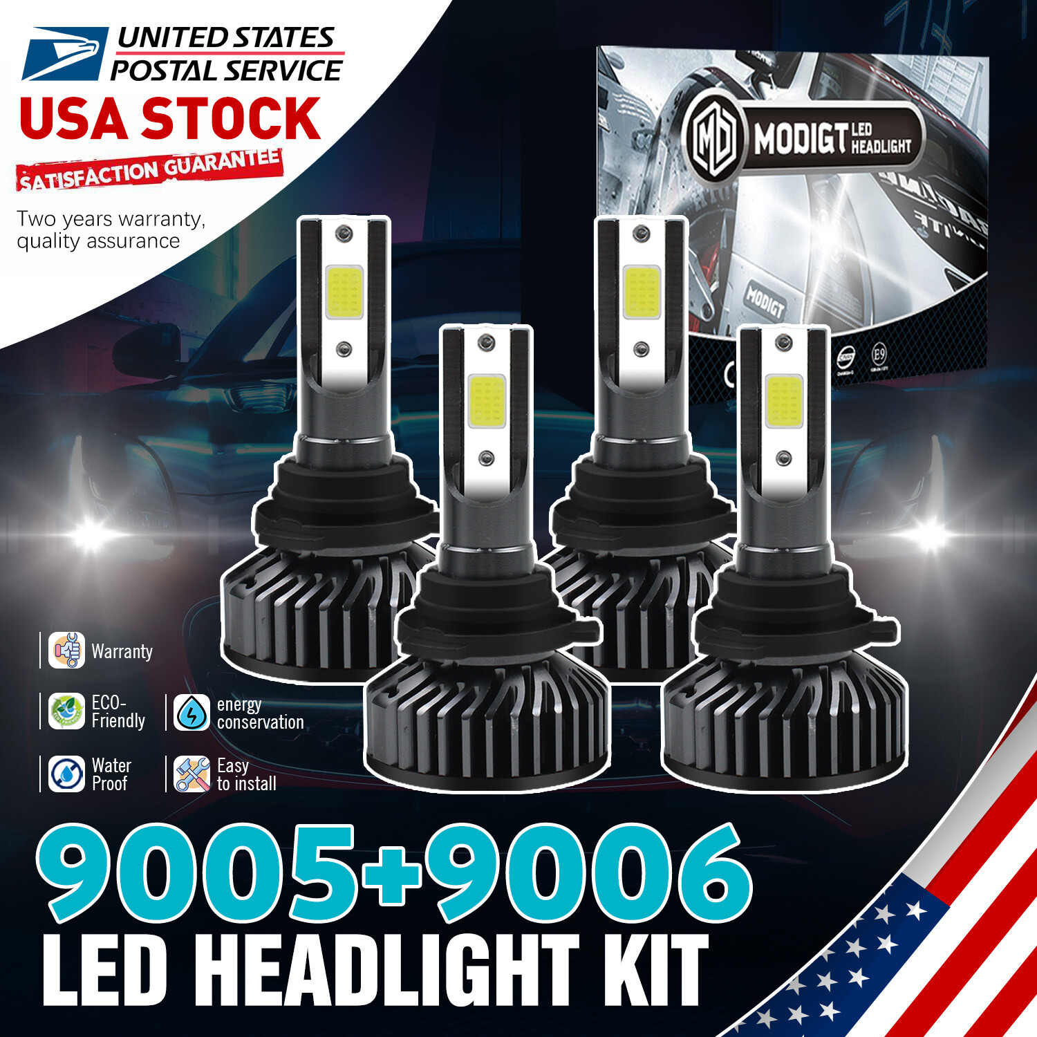 HB3/9005 HB4/9006 LED Headlights High Low Beam 240W 6000K 40000LM CSP CHIPS