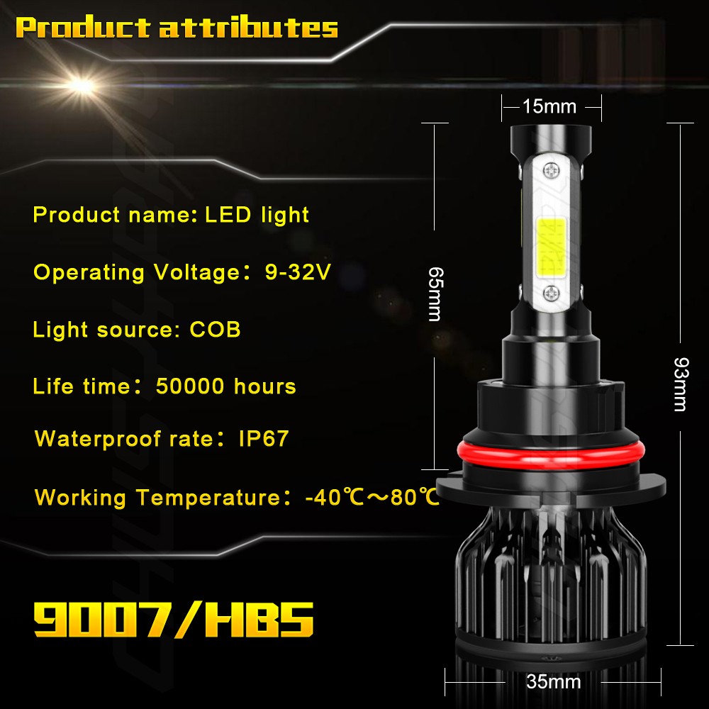 9007/HB5 LED Headlights 1000LM LED Light Bulbs Kit High Low Beam Bright WHite