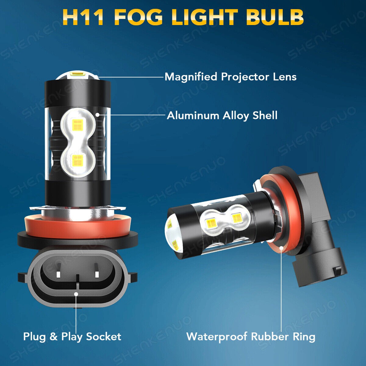 H7+H7+H11 Combo Mini LED Headlight Bulb High Low Beam fog Light 6500K Lamp Bulbs