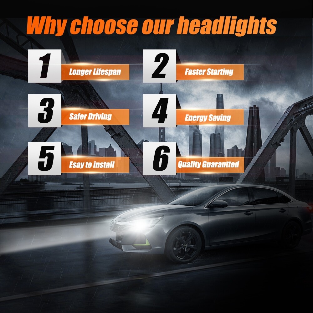 4 sides LED Headlight Bulbs High/Low Beam/Fog Light H11 9005 9006 9145 H7 H13 H4
