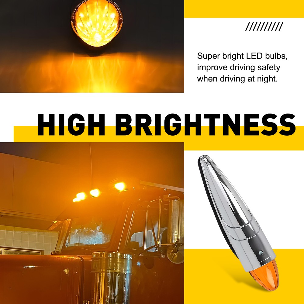 5Pcs for Peterbilt Mack Roof freightliner Amber LED Cab Top Marker Lights Set