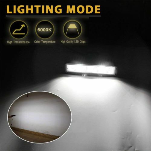 2X LED Work Lights 6 Inch 48W 12V Driving Strip Flood Beam light Bar SUV Offroad