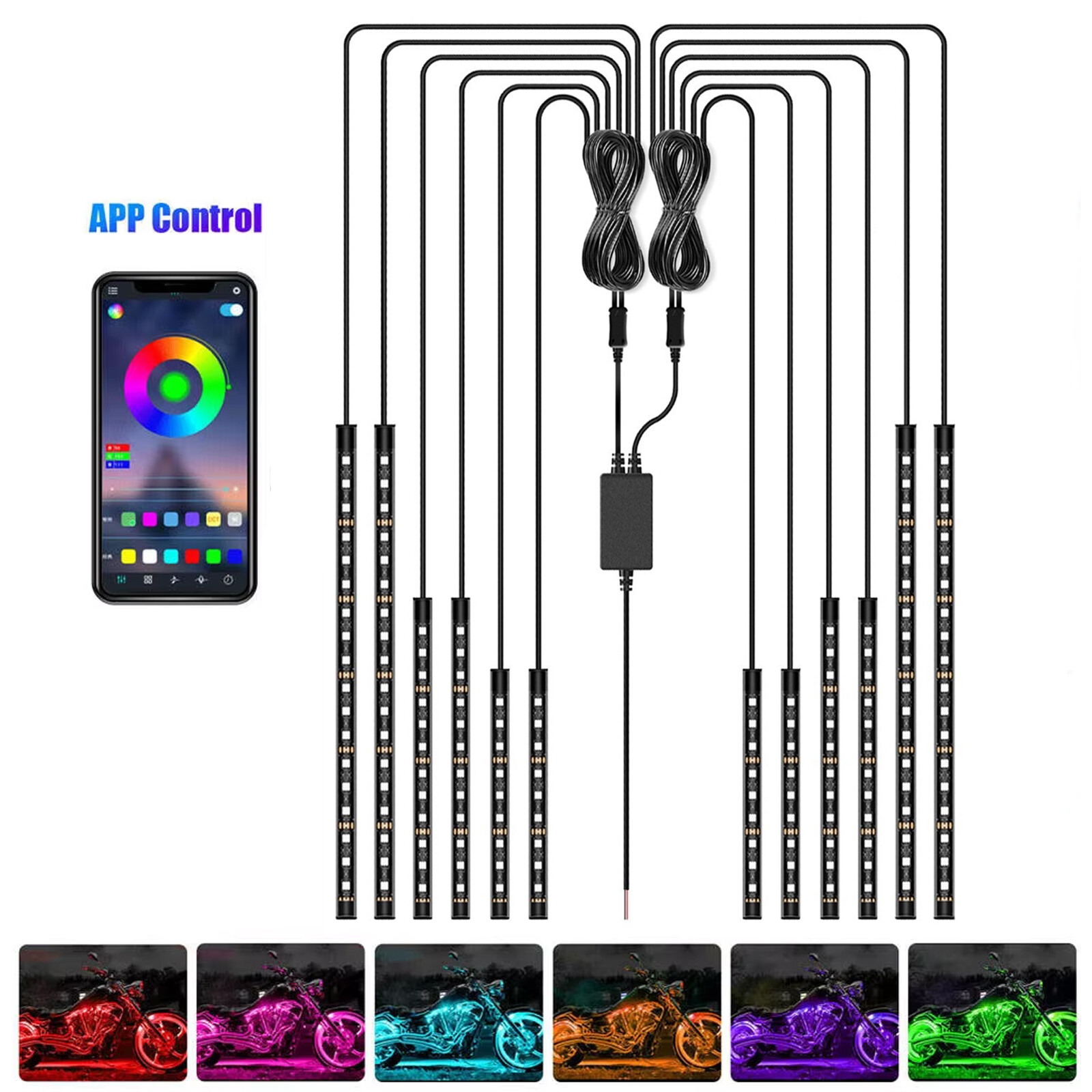 12X RGB LED Light Neon Under Body Glow Strip For Club Car EZGO Yamaha Golf Cart.