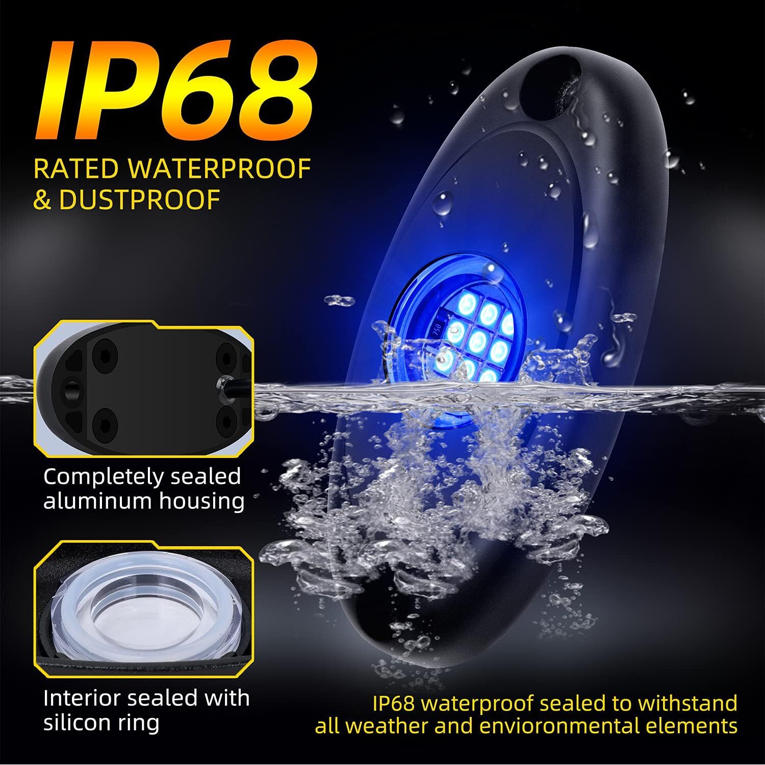 4 Pods Blue LED Rock Light Lights Fit Jeep Off Road Truck Car ATV Under Body