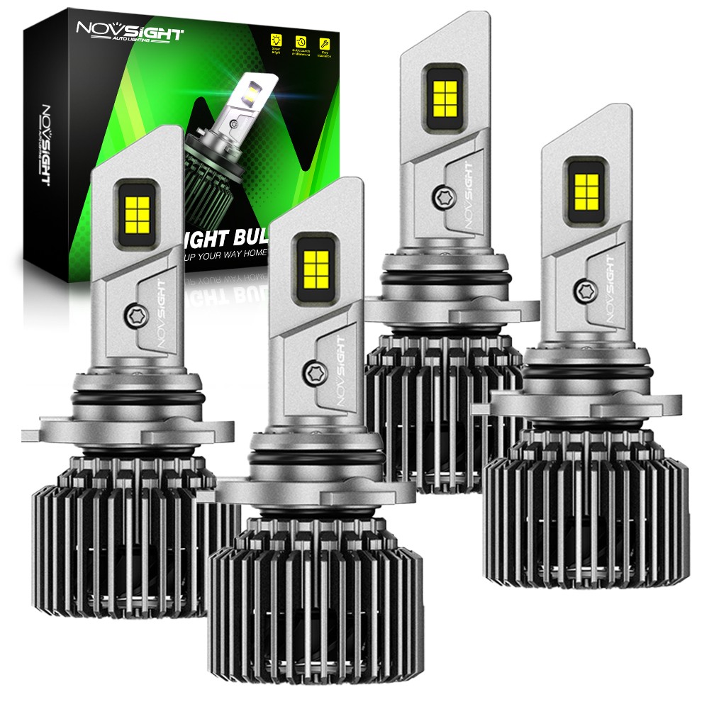 NOVSIGHT 9005+9006 Combo 4 LED Headlight Bulbs 6500K 44000LM High/Low Beam Lamp