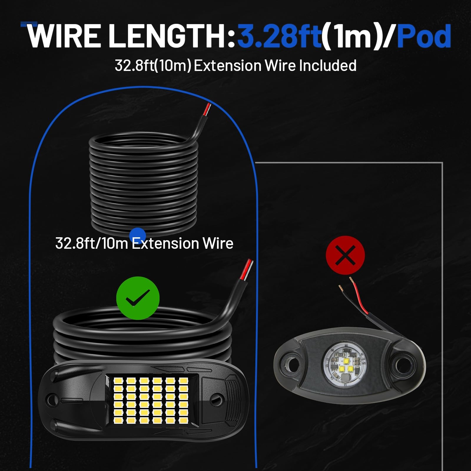 16 Pods 6500k White Rock Lights, IP68 Waterproof 36 LEDs SMD Chips Underglow …