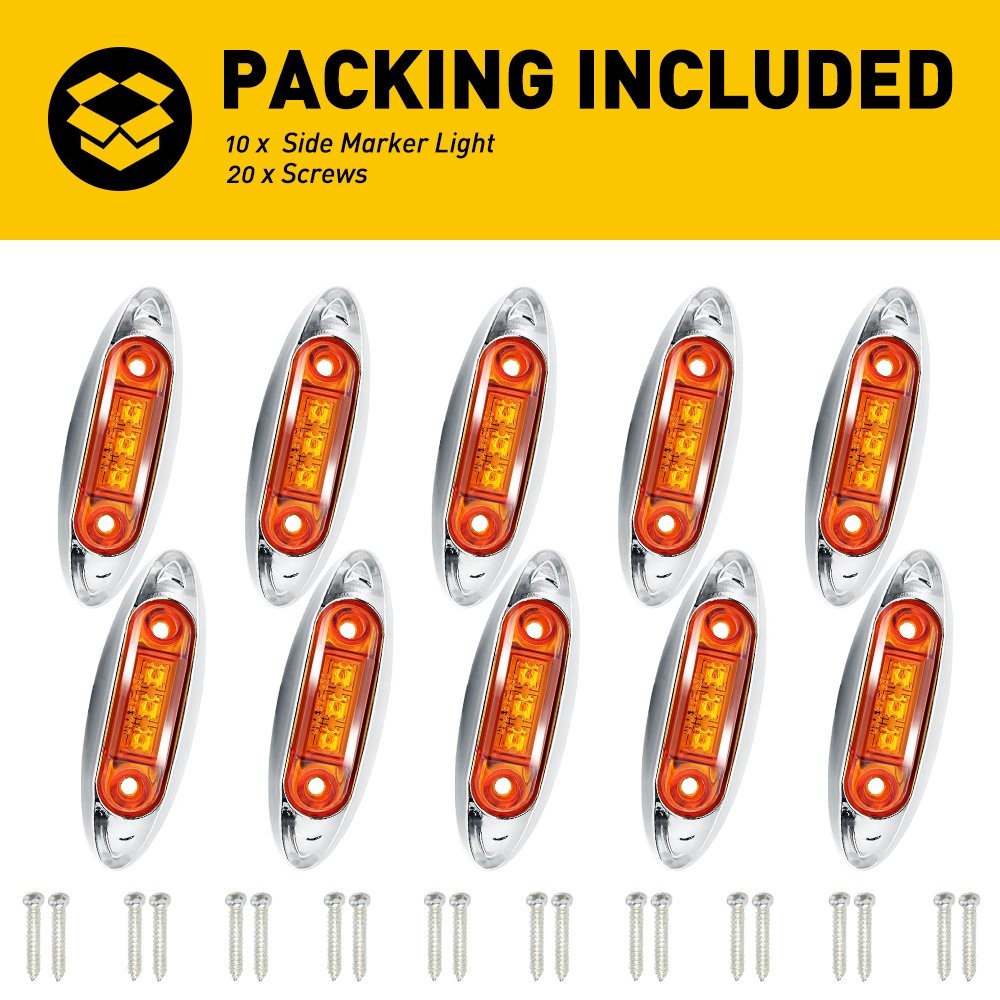 Amber LED 4″ Side Marker Lights Truck Trailer Clearance Waterproof 12V 24V